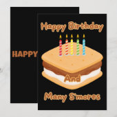 Invitation Joyeux Anniversaire et Beaucoup de S'mores Invitat (Devant / Derrière)