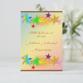 Invitation Joyeux anniversaire et étoiles - (Debout devant)