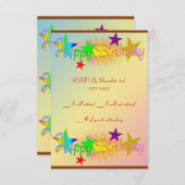 Invitation Joyeux anniversaire et étoiles - (Devant / Derrière)