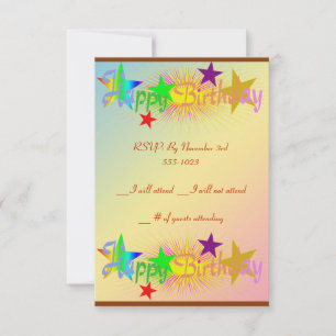Invitation Joyeux anniversaire et étoiles -