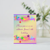 Invitation Joyeux anniversaire et étoiles - (Debout devant)