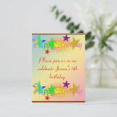 Invitation Joyeux anniversaire et étoiles - (Debout devant)