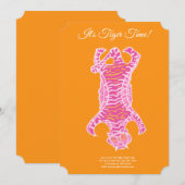 Invitation Joyeux anniversaire et/ou cocktail Tigre rose (Devant / Derrière)