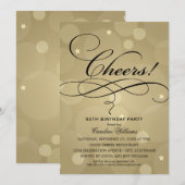 Invitation Joyeux Anniversaire Fête Bokeh Or (Devant / Derrière)