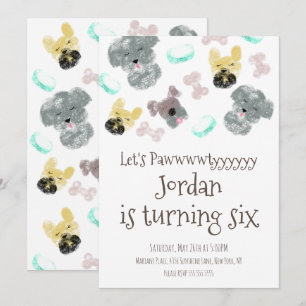 Invitation Joyeux Anniversaire Fête de Chiot Mignon Toutou