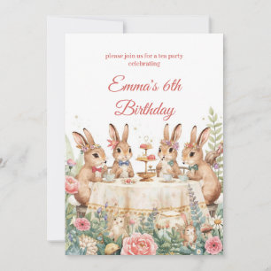 Invitation Joyeux Anniversaire Fête de Thé du Jardin de Lapin