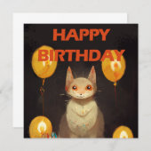 Invitation Joyeux anniversaire ! - fête du chat (Devant / Derrière)