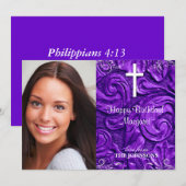 Invitation Joyeux Anniversaire Fête Photo Chrétien Je peux fa (Devant / Derrière)