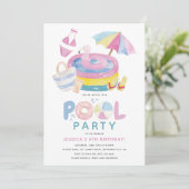 Invitation Joyeux Anniversaire Fille à Thème Piscine (Debout devant)