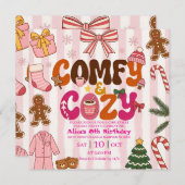 Invitation Joyeux Anniversaire Fille de la Soirée Pyjama de N (Devant / Derrière)