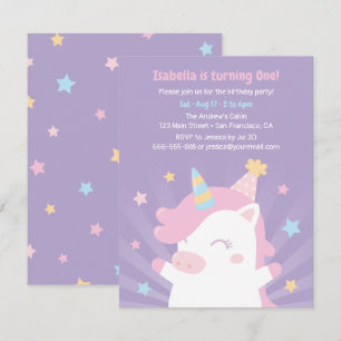 Invitation Joyeux Anniversaire Fille Licorne Blanche Et Étoil