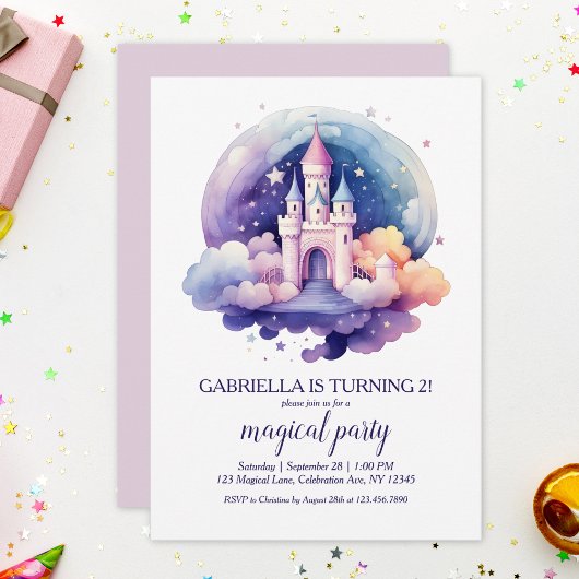 Invitation Joyeux Anniversaire Filles Château Conte de Fée Ar