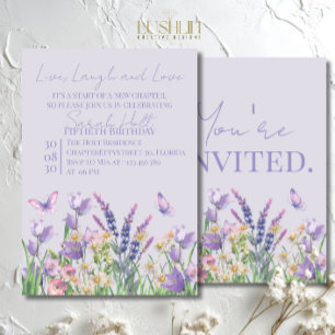Invitation Joyeux Anniversaire Fleur Aquarelle Vivre, Rire &