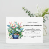 Invitation Joyeux Anniversaire Fleurs Colorées Fête (Debout devant)