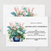 Invitation Joyeux Anniversaire Fleurs Colorées Fête (Devant / Derrière)