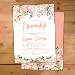 Invitation Joyeux Anniversaire Fleurs Ivory Blush de Pêche On