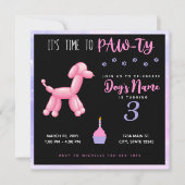 Invitation Joyeux anniversaire Fourrure bébé Fille Chien Fête (Devant)