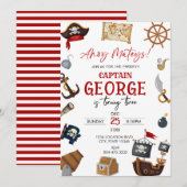 Invitation Joyeux anniversaire garçon pirate (Devant / Derrière)