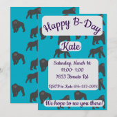 Invitation Joyeux anniversaire gorilles (Devant / Derrière)