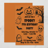 Invitation Joyeux anniversaire Halloween effrayant (Devant / Derrière)