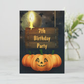 Invitation Joyeux anniversaire Happy Pumpkins 7 ans (Debout devant)