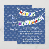 Invitation Joyeux anniversaire (invitation du garçon) (Devant / Derrière)