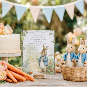 Invitation Joyeux Anniversaire Jardin de Lapin Vintage