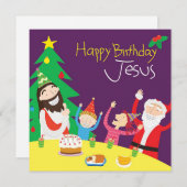 Invitation Joyeux anniversaire Jésus Noël (Devant / Derrière)