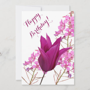 Invitation Joyeux anniversaire jolie tulipe rose belle floral