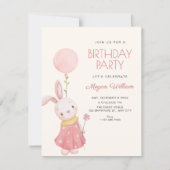 Invitation Joyeux anniversaire lapin mignon (Devant)