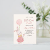 Invitation Joyeux anniversaire lapin mignon (Debout devant)
