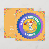 Invitation Joyeux Anniversaire Lapin Mignon (Devant / Derrière)