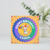 Invitation Joyeux Anniversaire Lapin Mignon (Debout devant)