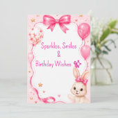Invitation Joyeux Anniversaire Lapin Rose Mignon 🐰 (Debout devant)