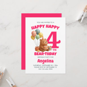 Invitation Joyeux anniversaire les filles de l'ours en peluch