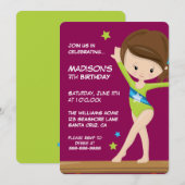 Invitation Joyeux anniversaire | Little Gymnaste (Devant / Derrière)