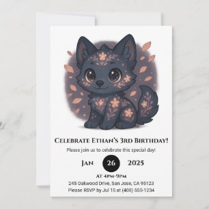 Invitation Joyeux Anniversaire Loup Floral Mignon