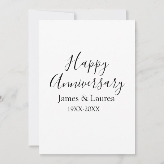 Invitation Joyeux anniversaire mariage nom date année simple  (Devant)