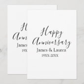 Invitation Joyeux anniversaire mariage nom date année simple  (Devant / Derrière)