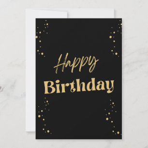Invitation Joyeux anniversaire minimaliste noir et or