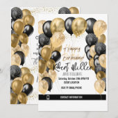 Invitation Joyeux anniversaire Modèle Black Gold - Transparen (Devant / Derrière)