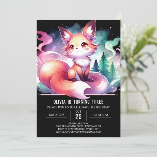 Invitation Joyeux anniversaire moderne de Fox (Debout devant)