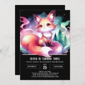 Invitation Joyeux anniversaire moderne de Fox (Devant / Derrière)
