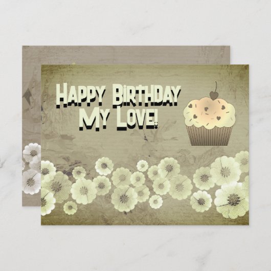 Invitation Joyeux Anniversaire Mon Amour ! (Devant / Derrière)