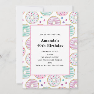 Invitation Joyeux Anniversaire Motif Gâteau Donut Coloré