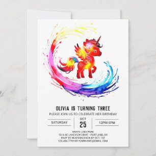 Invitation Joyeux anniversaire numérique de la petite licorne