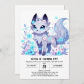 Invitation Joyeux anniversaire numérique du petit loup (Devant / Derrière)