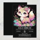 Invitation Joyeux anniversaire numérique Fox (Devant / Derrière)