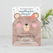 Invitation Joyeux Anniversaire Ours Brun Miel  (Debout devant)