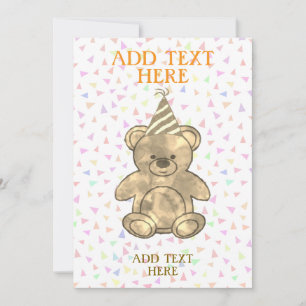 Invitation Joyeux anniversaire ourson aquarelle mignon